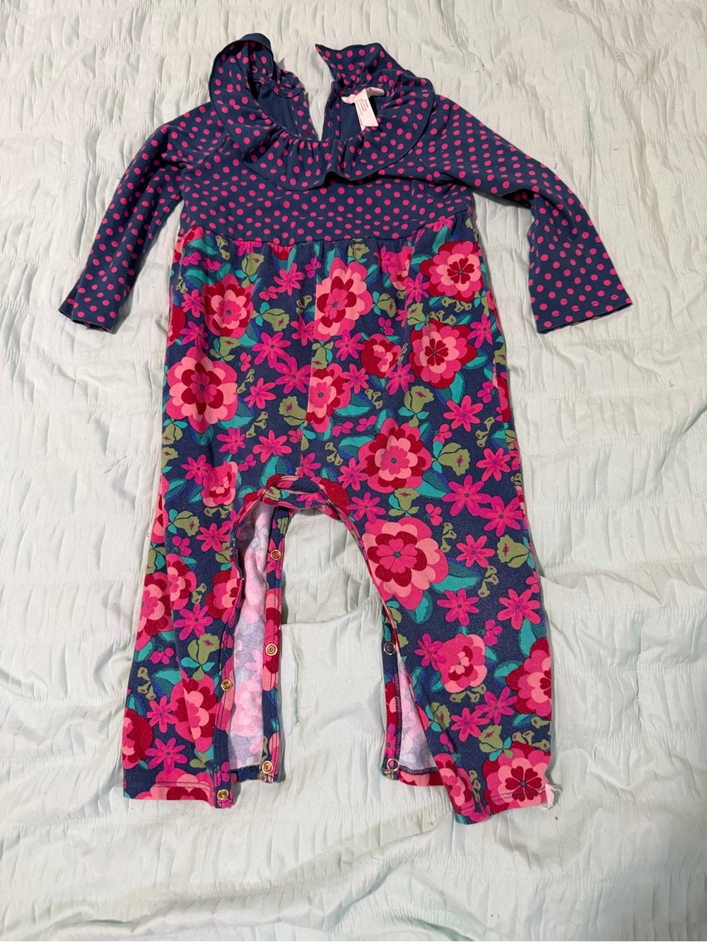 Matilda Jane Navy Polka Dot and Pink Floral One-Piece